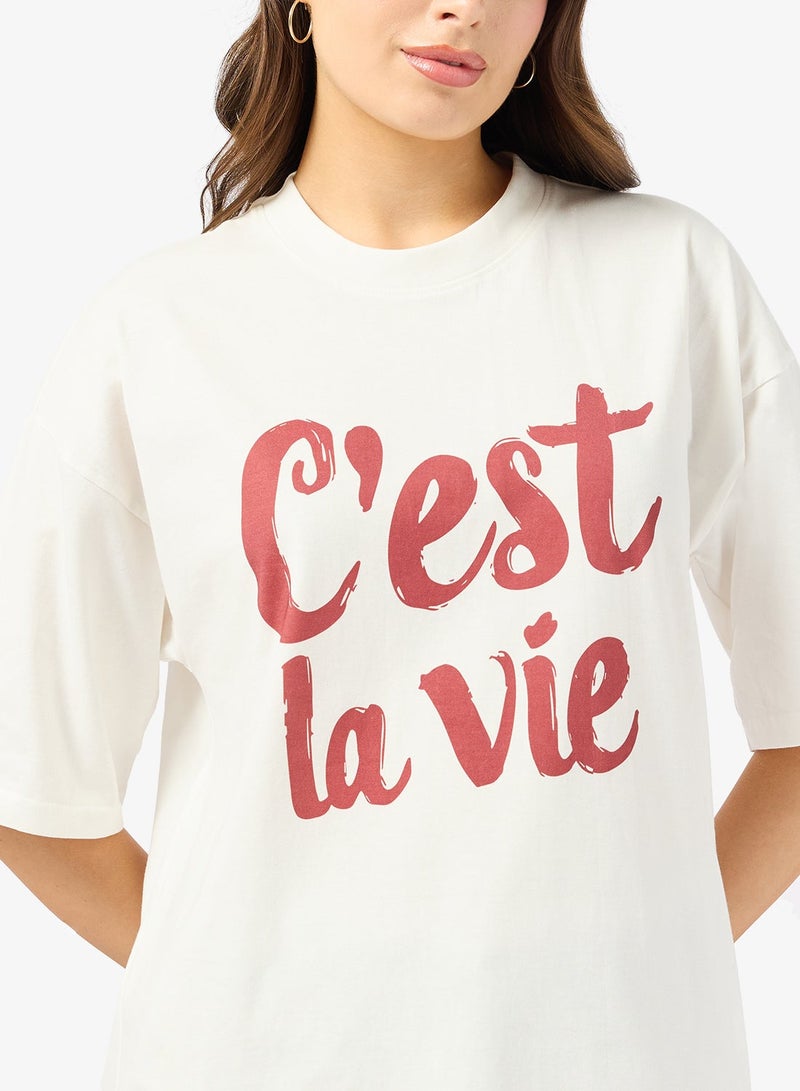 جينجر تيشيرت قطني أوفر سايز بجرافيك - Image 3